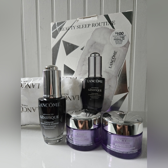 Lancome 2pc Skincare Set: Genefique Serum.67oz+Renergie H.p.n. 300 Peptide 1oz